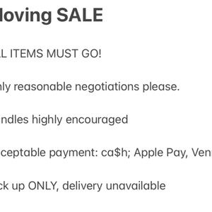 MOVING SALE